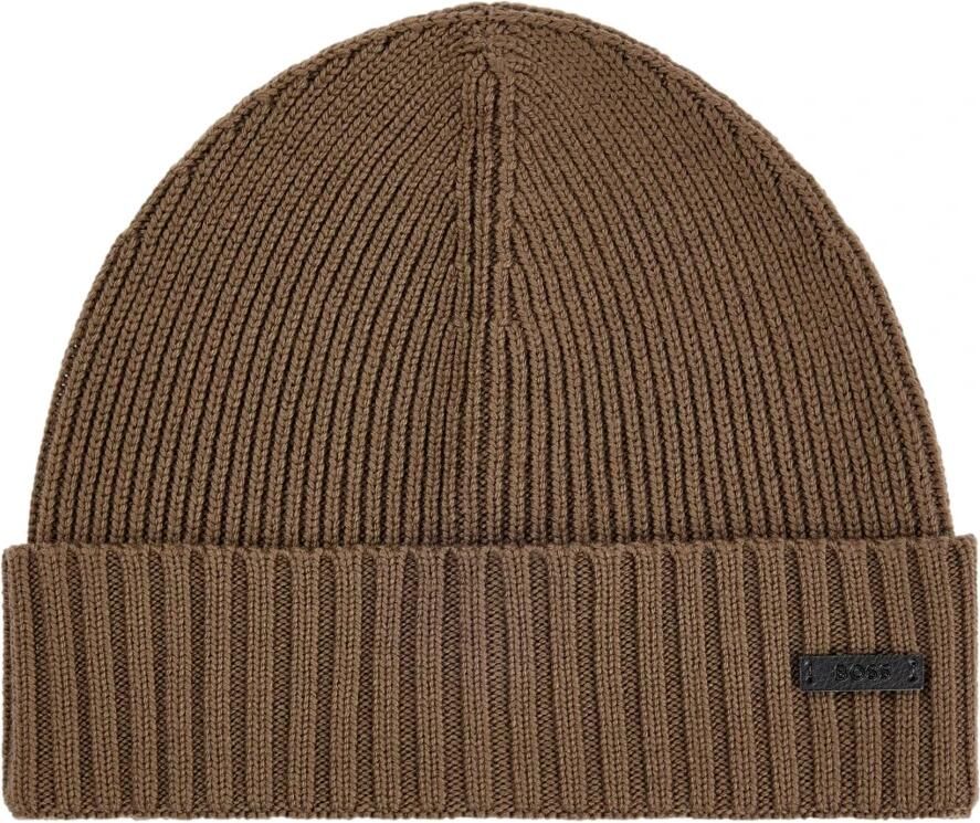 Hugo Boss Gebreide Wollen Muts Fati 50495306 Mud Brown Heren - Foto 3