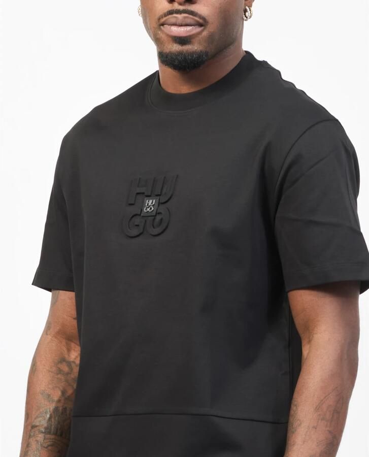 HUGO T-shirt met geribde ronde hals model 'Debostac' - Foto 4