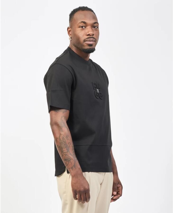 HUGO T-shirt met geribde ronde hals model 'Debostac'