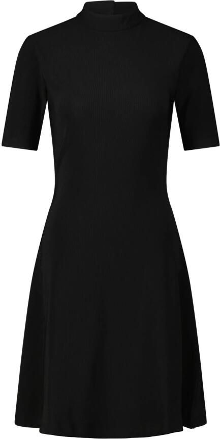 Hugo Boss Geribbeld Jersey Jurk met Opstaande Kraag Black Dames