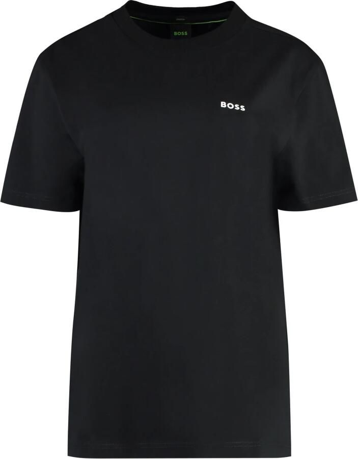Hugo Boss Geribbelde crew-neck T-shirt in katoen Black Heren