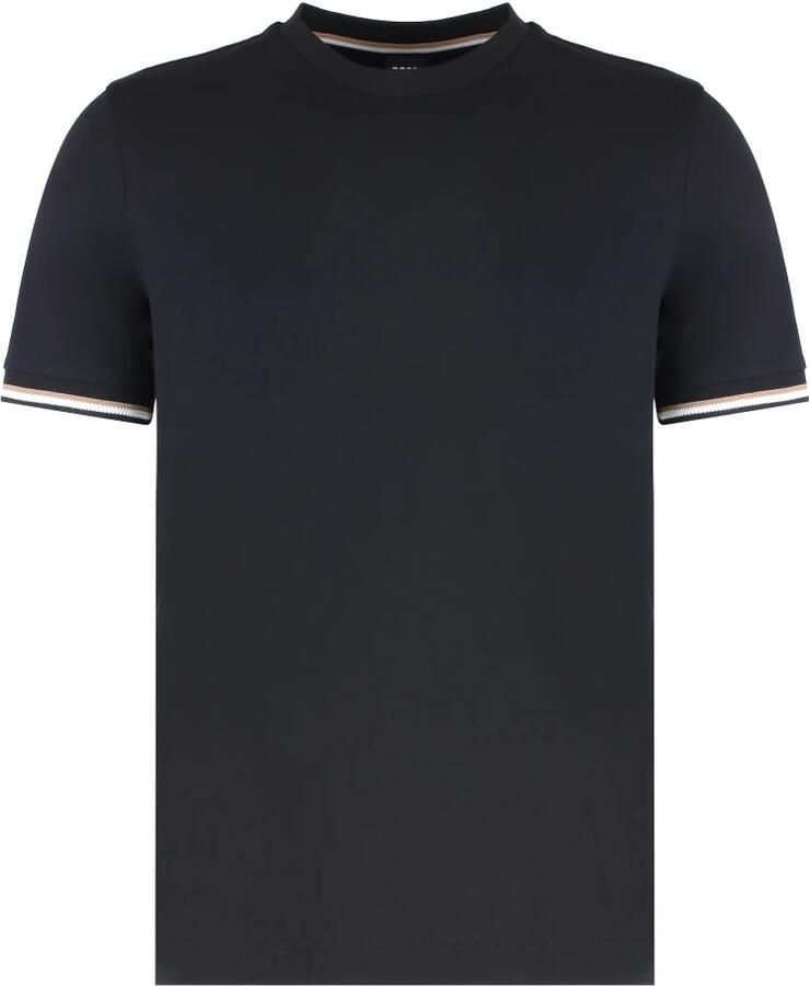Hugo Boss Thompson 04 T-Shirt met Gestreepte Afwerking Black Heren