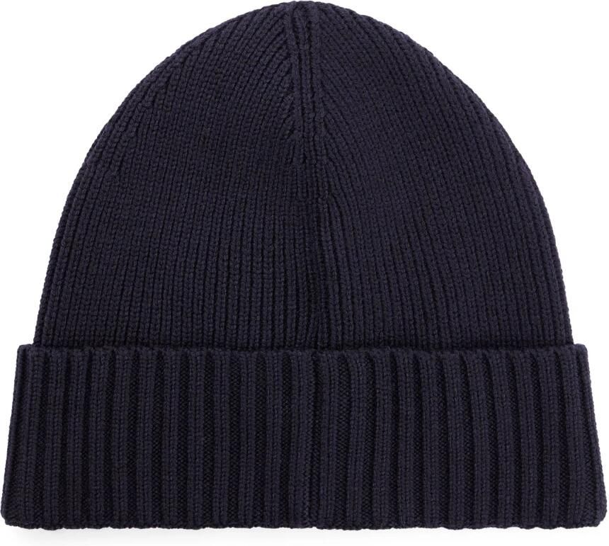 Hugo Boss Geribbelde Wol Beanie Hoed Mannen Blue Heren - Foto 4