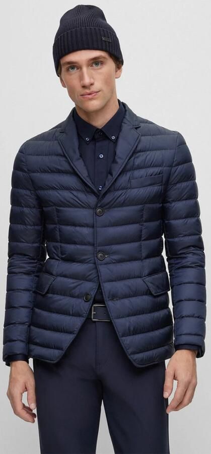 Hugo Boss Geribbelde Wol Beanie Hoed Mannen Blue Heren - Foto 3