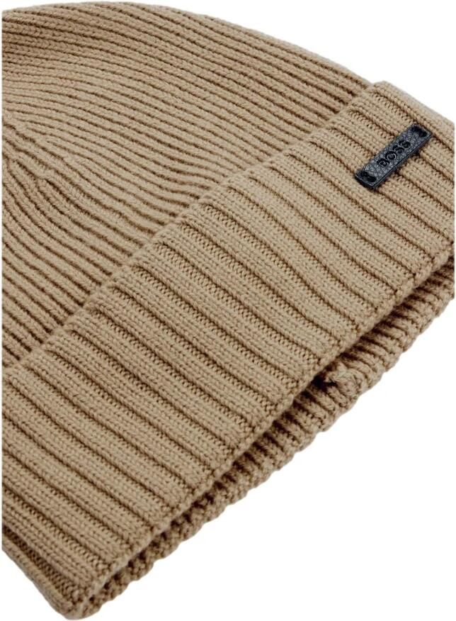 Hugo Boss Geribbelde Wollen Muts Fati Beige Heren - Foto 2