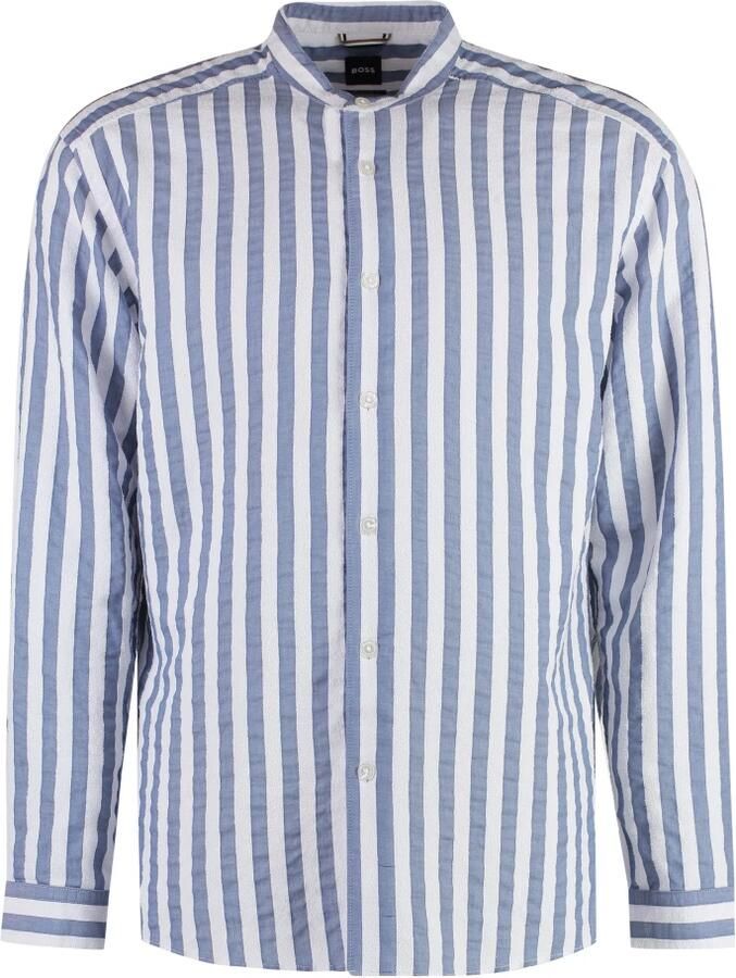Hugo Boss Gestreept katoenen overhemd met zijsplitten Multicolor Heren - Foto 5