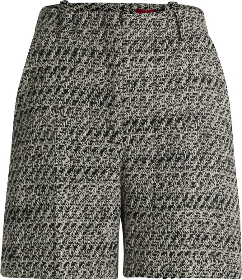 Hugo Boss Gestreepte Bouclé High-Waisted Dames Shorts Gray Dames