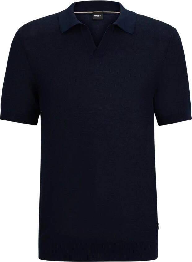 Hugo Boss Gestructureerd Katoenen Poloshirt Tempio Stijl Blue Heren - Foto 5