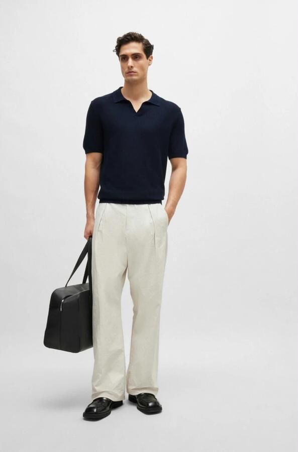 Hugo Boss Gestructureerd Katoenen Poloshirt Tempio Stijl Blue Heren - Foto 2