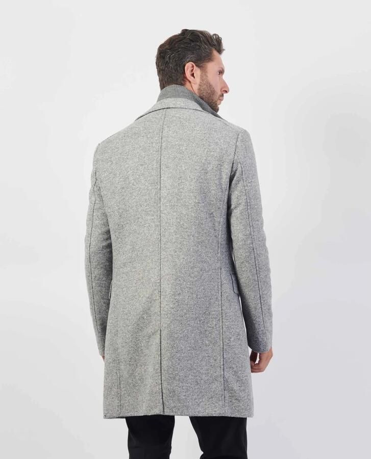 Boss Grijze Herringbone Jas met Afneembare Binnenjas Gray Heren - Foto 4