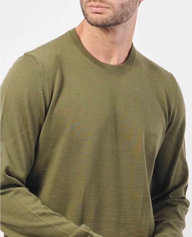 Boss Gebreide pullover van scheerwol met labelstitching model 'Botto' - Foto 5