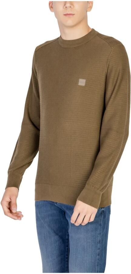 Hugo Boss Groene Kasjmier-Katoen Gebreide Trui Ronde Hals Green Heren - Foto 4