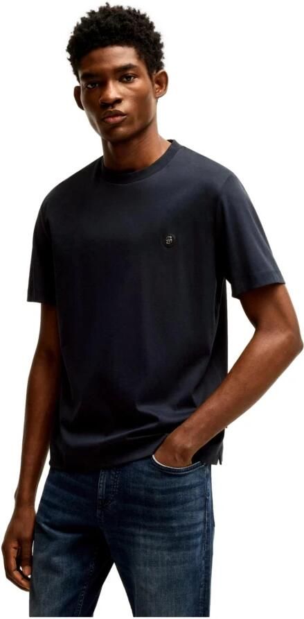 Hugo Boss Katoenen T-shirt met Front Logo Patch Black Heren - Foto 11