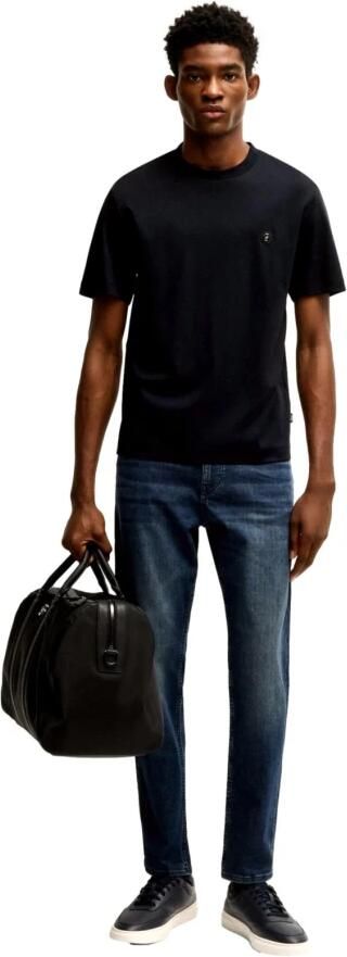 Hugo Boss Katoenen T-shirt met Front Logo Patch Black Heren - Foto 13