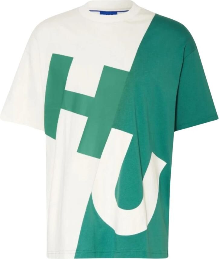 Hugo Blue T-shirt met labelprint model 'Nokerios' - Foto 4