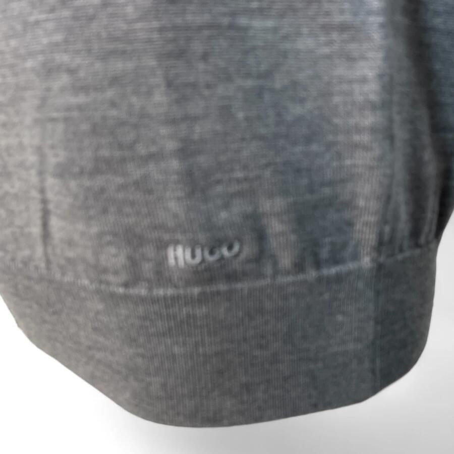 Hugo Boss Heren Fijngebreide Trui met Troyer Kraag Gray Heren