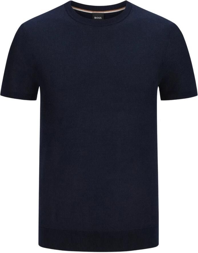 Hugo Boss Ademende Katoenmix Gebreide Trui Blue Heren