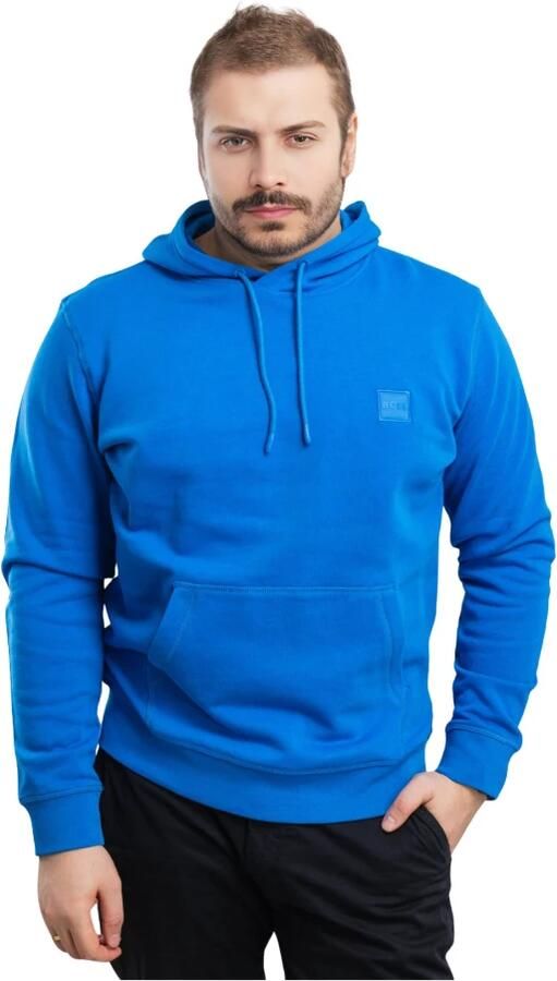 Hugo Boss Heren Hoodie Blauw Katoen Lange Mouw Blue Heren