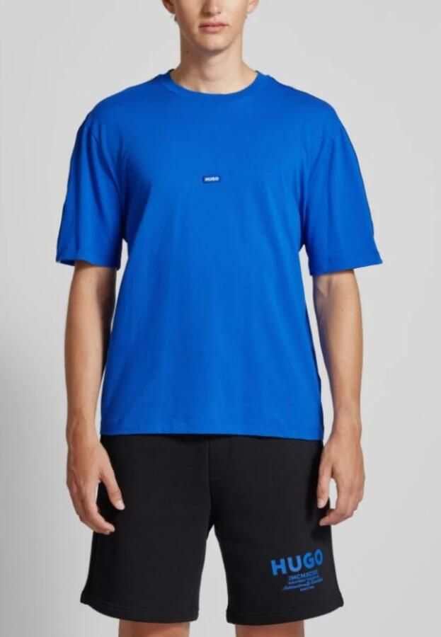 Hugo Blue T-shirt met labelpatch model 'Neloy'