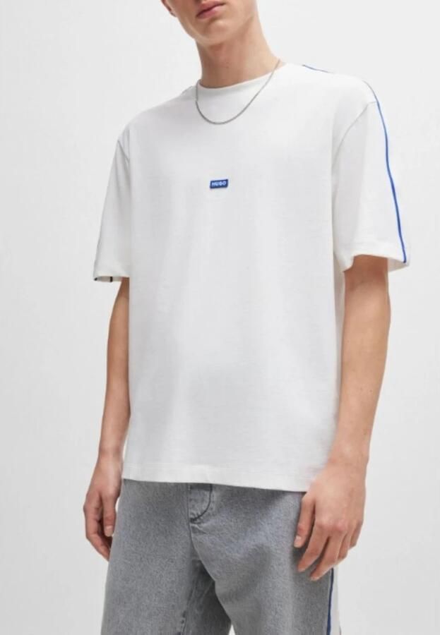 Hugo Blue T-shirt met labelpatch model 'Neloy'