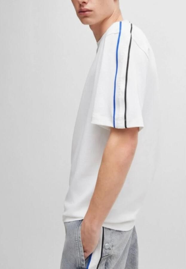 Hugo Blue T-shirt met labelpatch model 'Neloy' - Foto 3