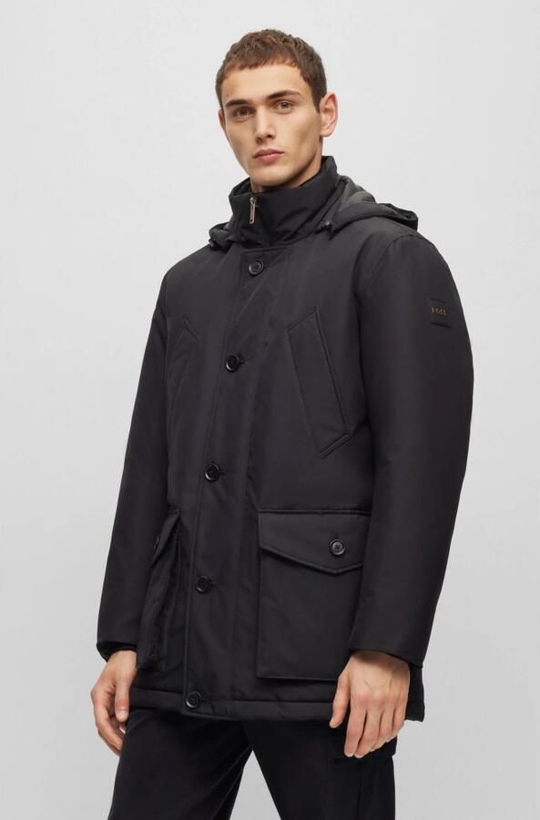 Hugo Boss Zwarte Polyester Jas Herfst Winter Collectie Black Heren - Foto 2