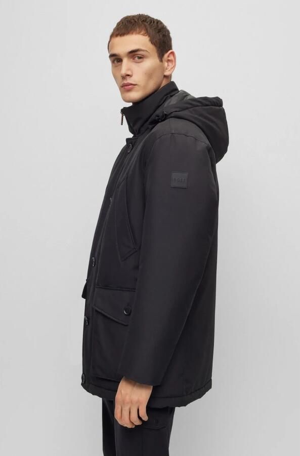 Hugo Boss Zwarte Polyester Jas Herfst Winter Collectie Black Heren - Foto 4