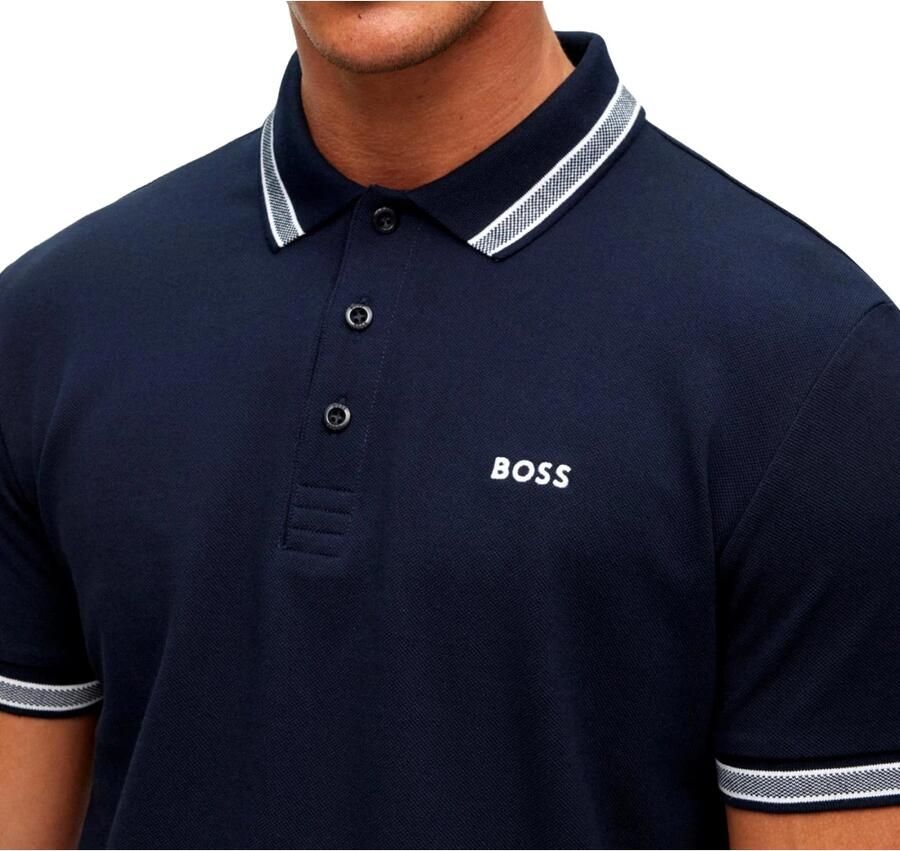 Hugo Boss Heren Polo met Details en Contrast Logo Model 50469055 Paddy Donkerblauwe Kleur Blue Heren - Foto 6