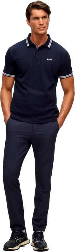 Hugo Boss Heren Polo met Details en Contrast Logo Model 50469055 Paddy Donkerblauwe Kleur Blue Heren - Foto 8