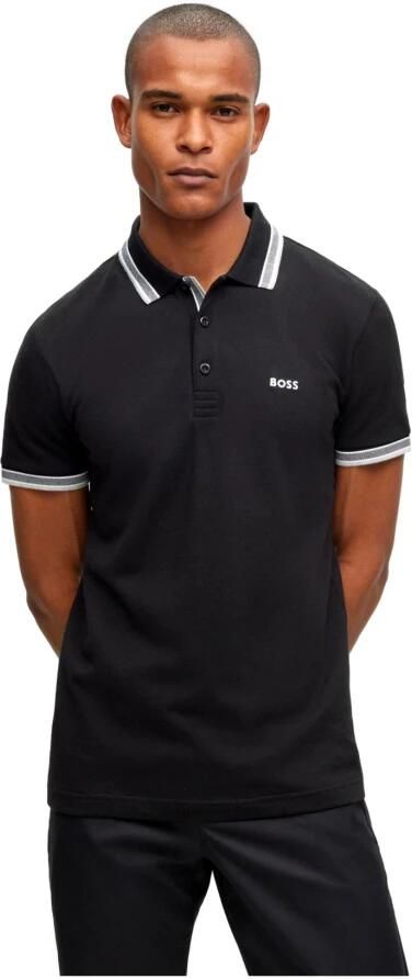 Hugo Boss Heren Polo met Details en Contrast Logo Model 50469055 Paddy Kleur Zwart Black Heren - Foto 7