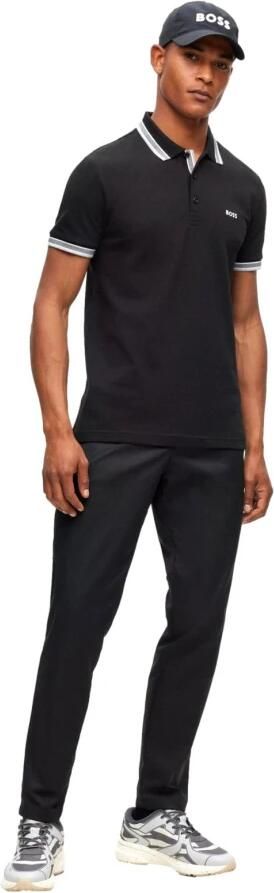 Hugo Boss Heren Polo met Details en Contrast Logo Model 50469055 Paddy Kleur Zwart Black Heren - Foto 6