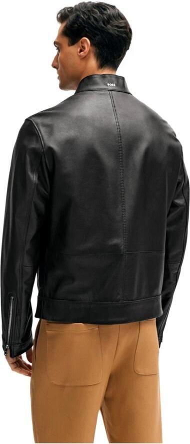 Hugo Boss Heren Regular Fit Leren Jas met Mandarin Kraag Black Heren - Foto 2