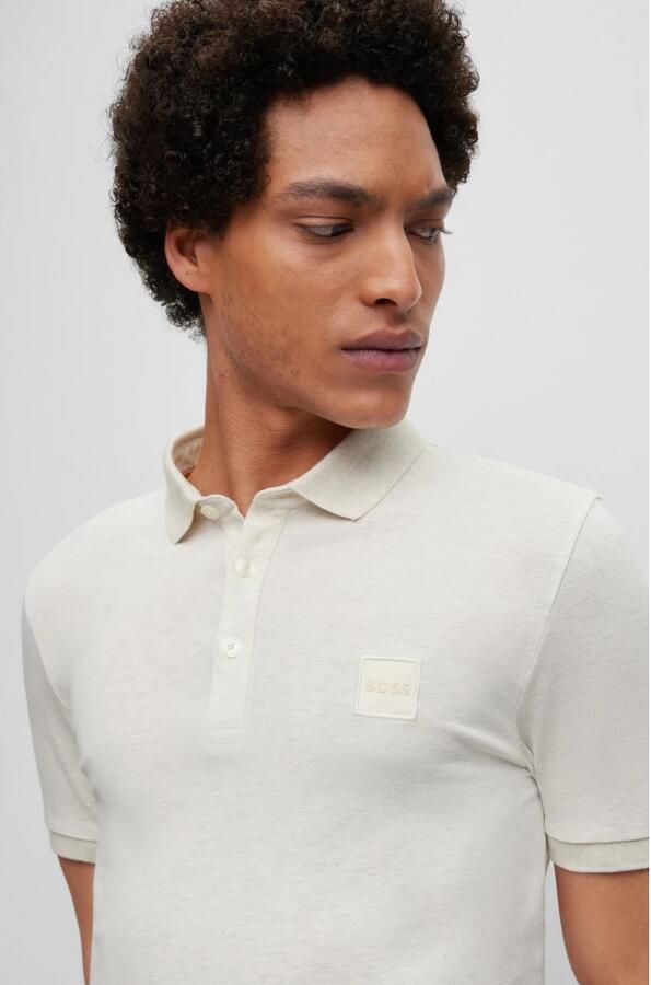 Hugo Boss Heren Slim-Fit Oranje Polo met Logo Patch Beige Heren - Foto 3