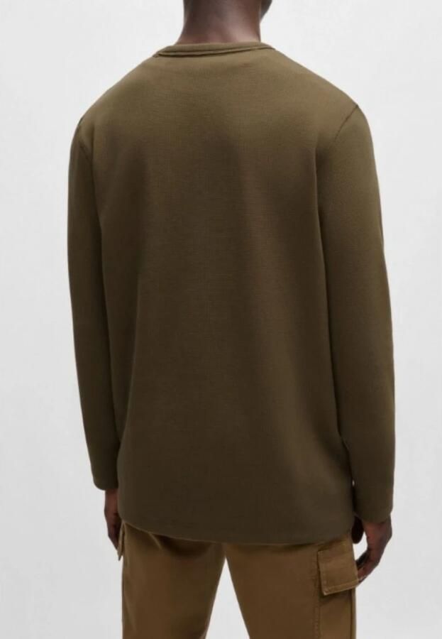 BOSS regular fit longsleeve Tempesto met logo en textuur open brown - Foto 3
