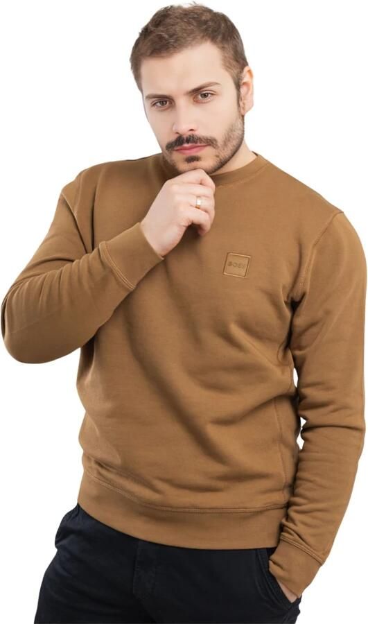Hugo Boss Heren Sweatshirt Ronde Hals Lange Mouw Brown Heren