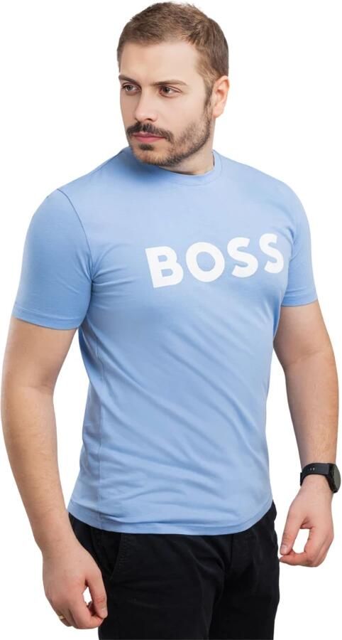 Hugo Boss Heren T-shirt Blauw Katoen Ronde Hals Blue Heren
