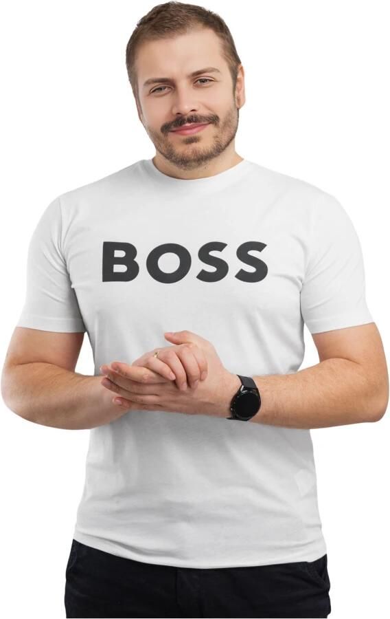 Hugo Boss Heren T-shirt Wit Katoen Ronde Hals White Heren - Foto 2