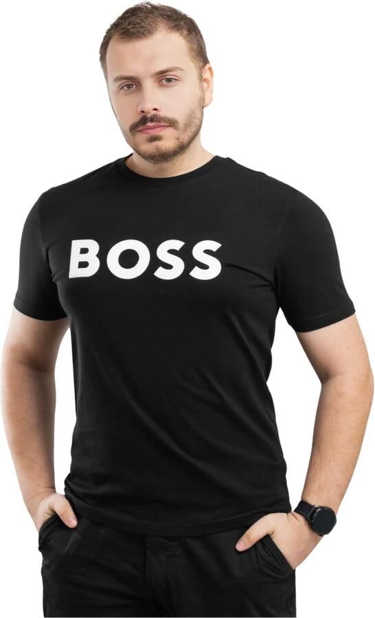 Boss T-shirt met applicatie met labelstitching model 'Tiburt' - Foto 9