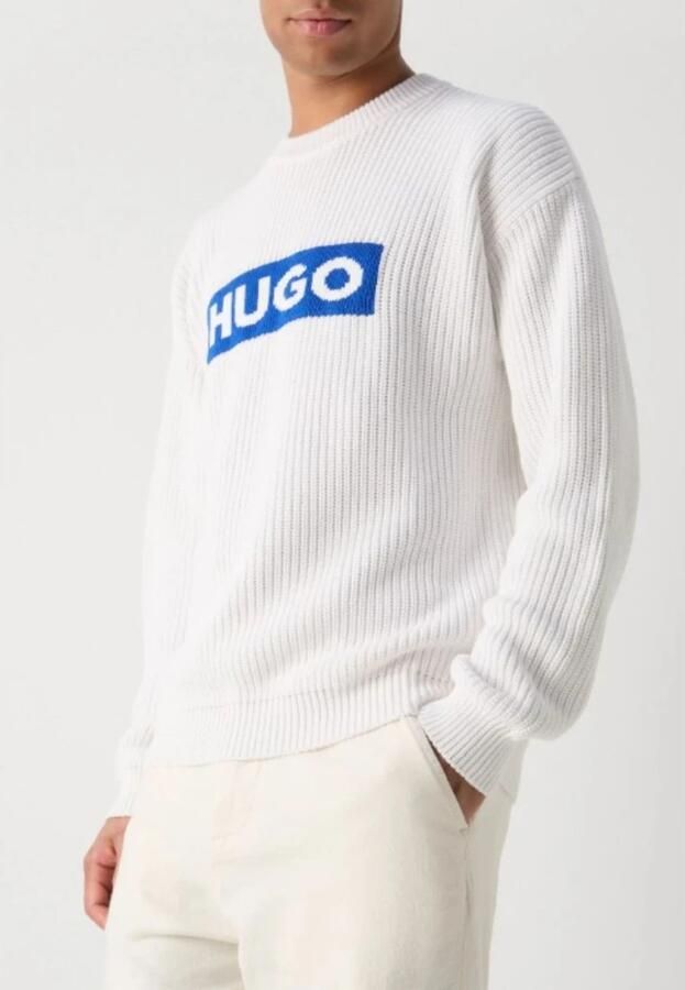 Hugo Blue Gebreide pullover met logostitching model 'Seylo' - Foto 2