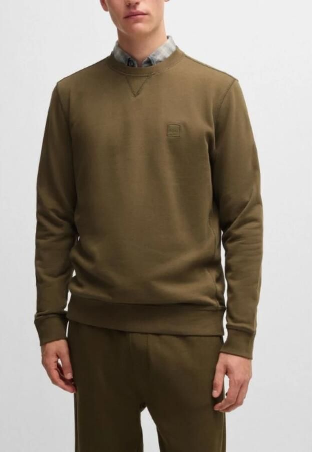 Hugo Boss Heren Sweatshirt Groen Ronde Hals Katoen Green Heren