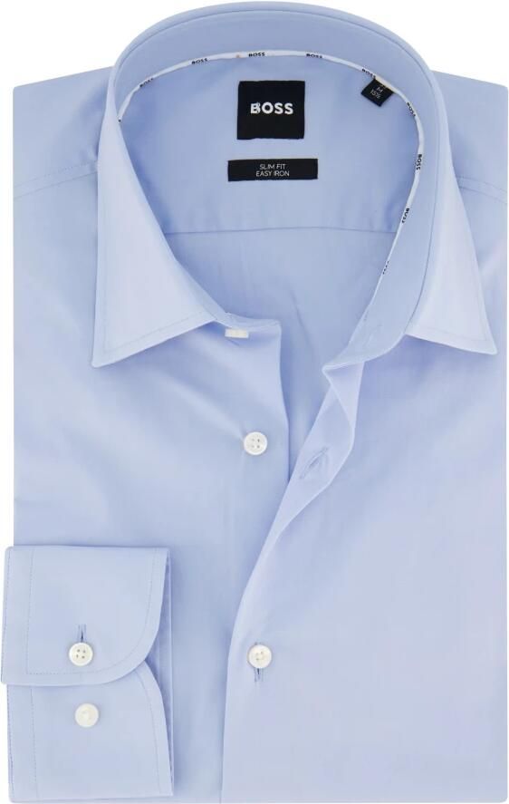 Boss Slank fit shirt gemaakt van ijzerlichtelastische katoenen popeline Blauw Heren - Foto 8