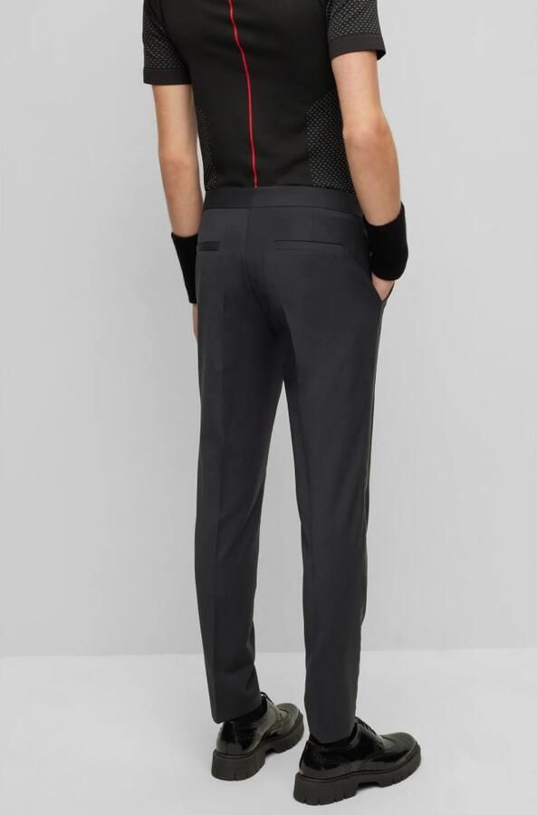 Hugo Boss Herenbroek van Stretch Wolmix met Plooien Black Heren - Foto 3