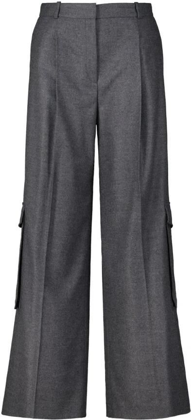 Hugo Boss Flanellen Cargo Broek met Wijde Pijpen Gray Dames