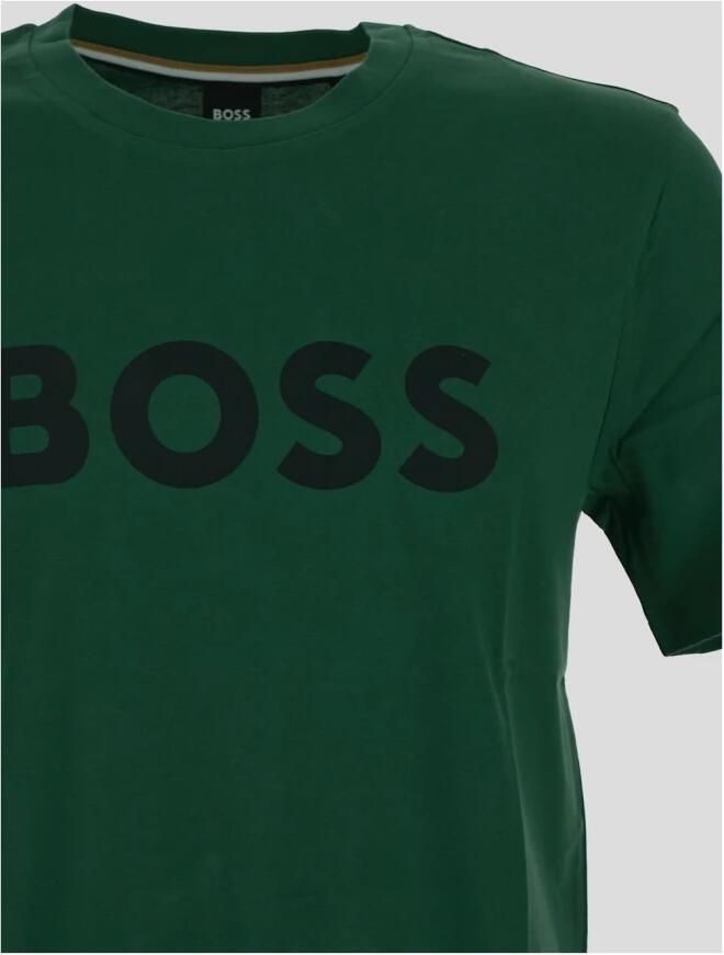 Hugo Boss Katoenen Boss Logo T-shirt Green Heren