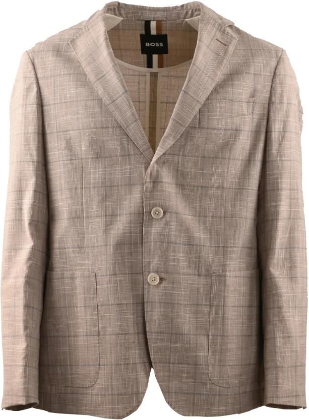 Hugo Boss Katoenen geruite Slim Fit Jas Beige Heren - Foto 4