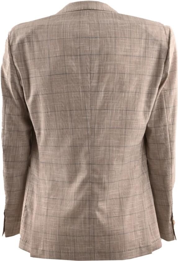 Hugo Boss Katoenen geruite Slim Fit Jas Beige Heren