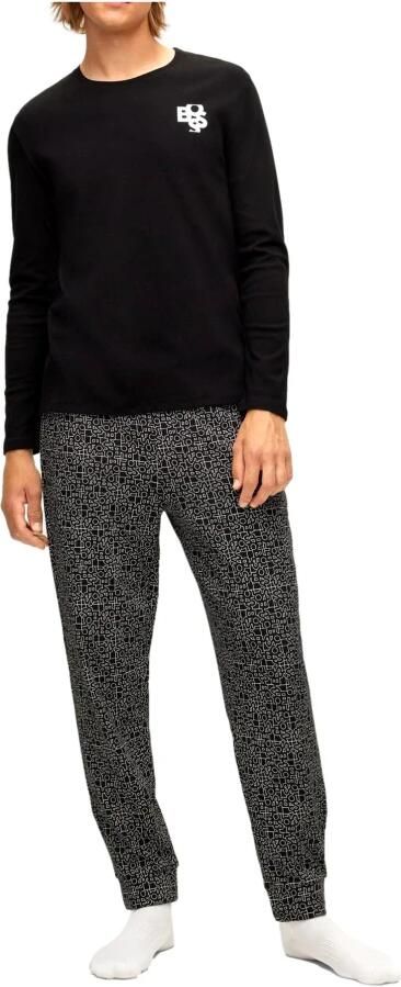 Hugo Boss Katoenen Gevlochten Logo Gemengde Pyjama Black Dames - Foto 2