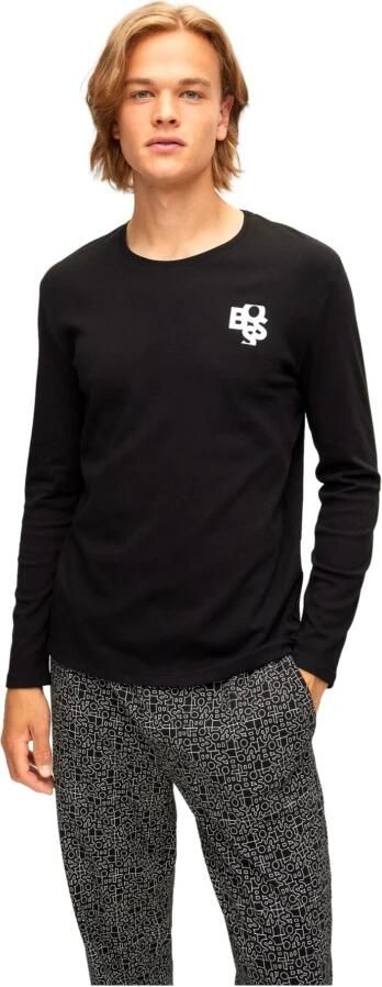 Hugo Boss Katoenen Gevlochten Logo Gemengde Pyjama Black Dames - Foto 3