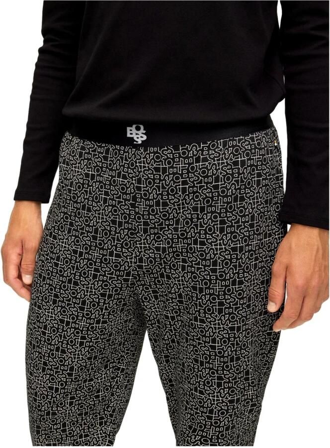 Hugo Boss Katoenen Gevlochten Logo Gemengde Pyjama Black Dames