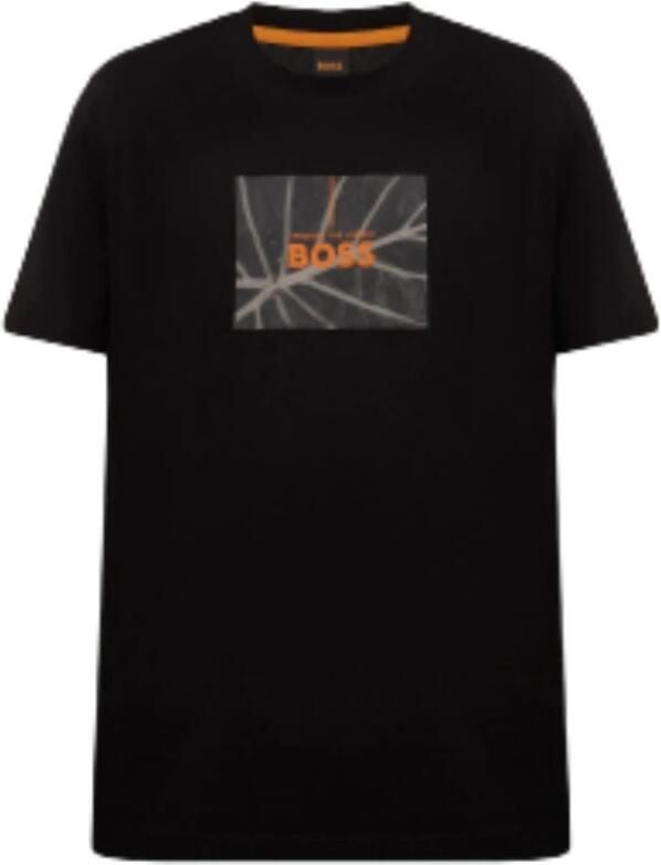 Hugo Boss Katoenen Ronde Hals T-shirt Zwart Black Heren